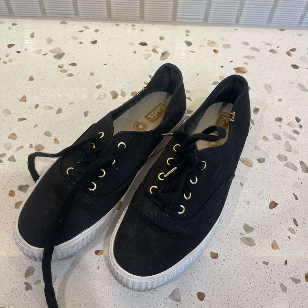 Keds Black Sneakers with Gold Accents